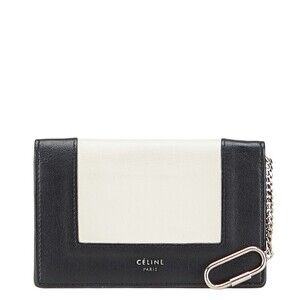 Celine Frame Bifold Wallet Black Cream Leather
